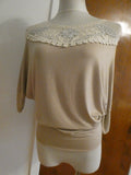 MCM women's beige rayon crocheted top size Large