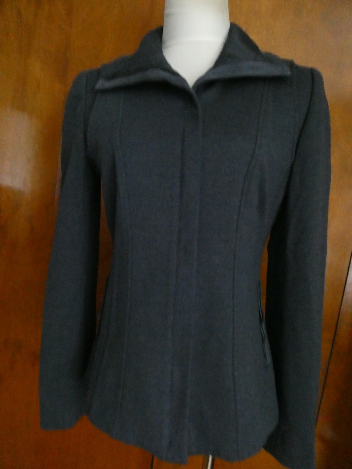Elie Tahari Woman’s Blue Leather Trim Blazer Jacket Lined Small