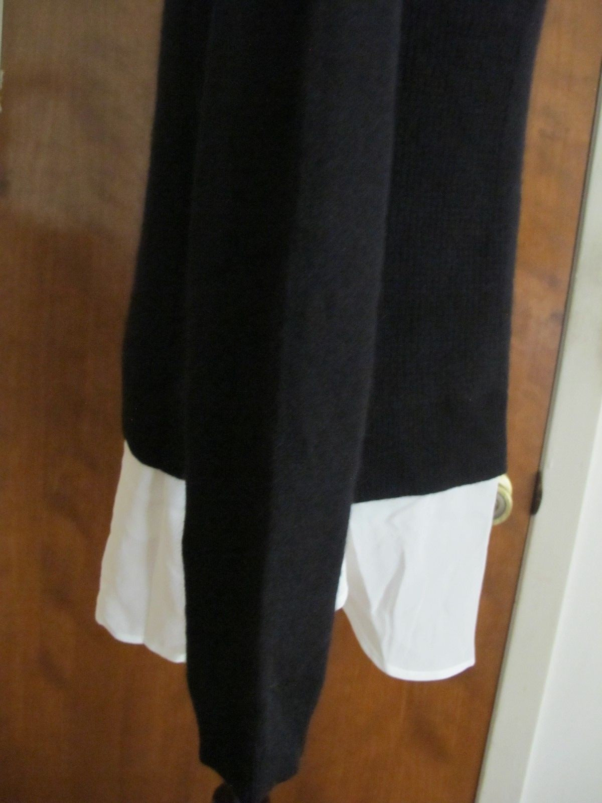 By Bloomingdale's Sweater Black Long Sleeves Layered Look Cashmere Women's L New