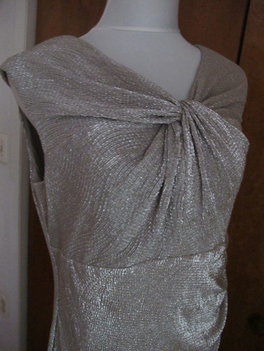 Ralph Lauren Women's White Gold Detailed Lined Evening NWT Dress size 16