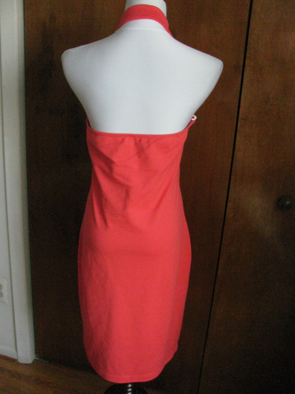 Lacoste women's red cotton halter dress US12/Euro44 NWT 