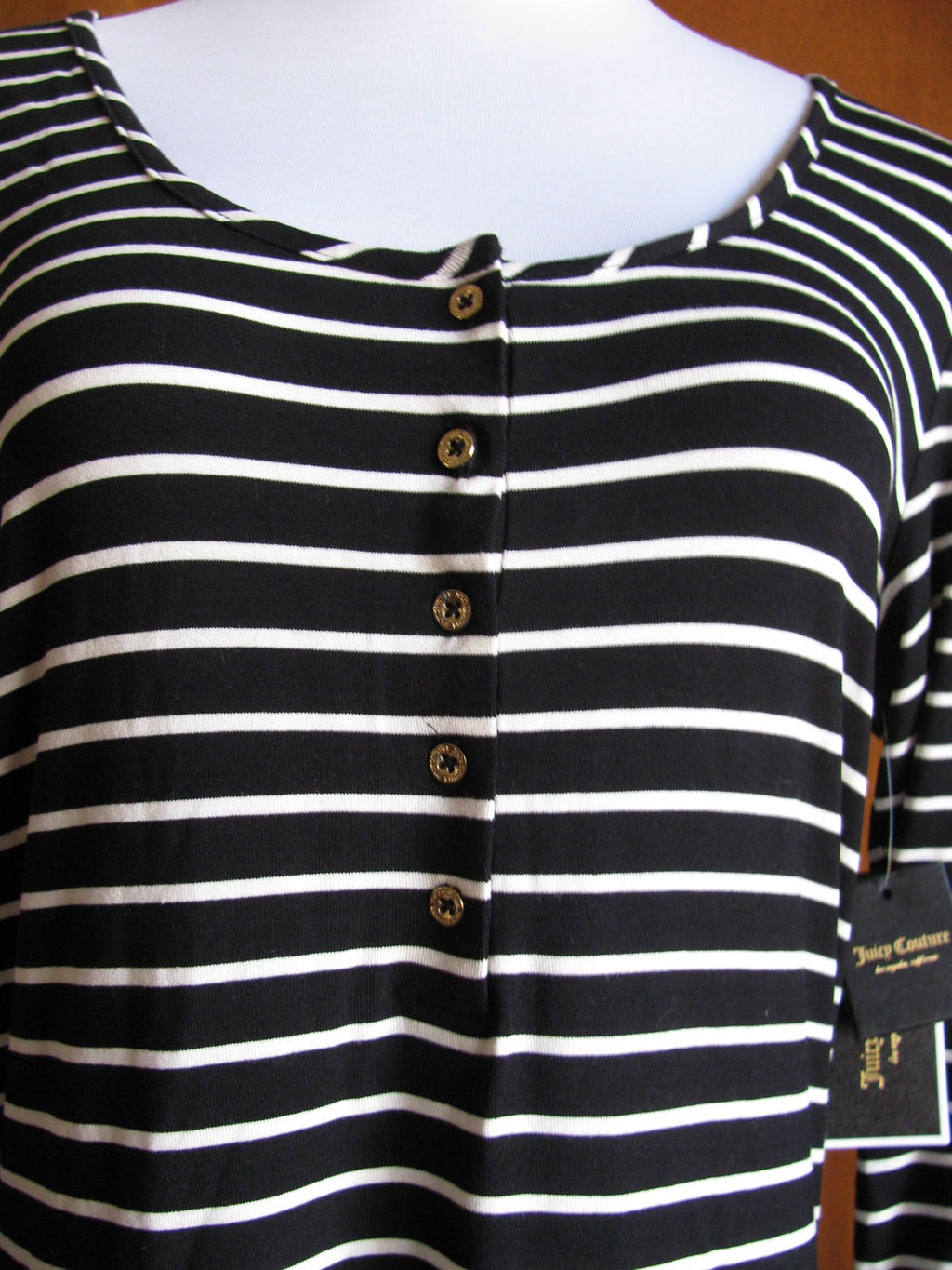 Juicy Couture LA women's black angel ivy stripe dress New