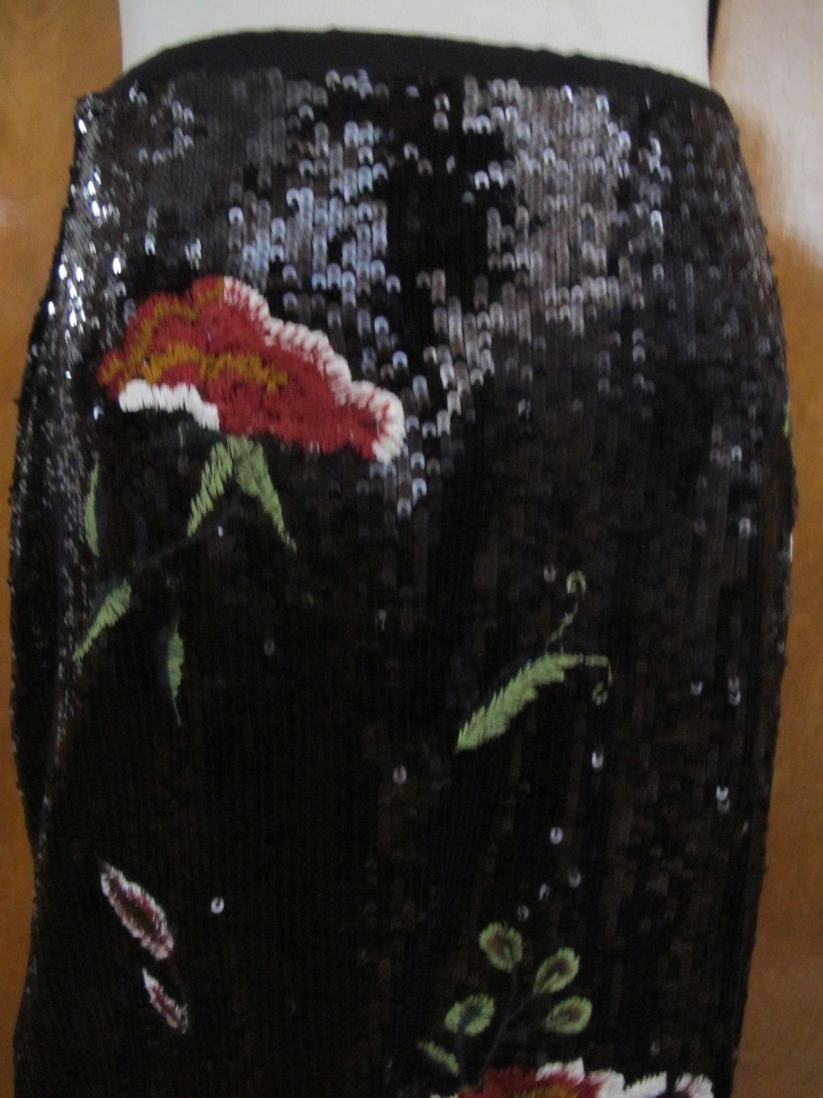 Anthropologie Maeve Women's Black Garden Glitz Evening Sequin Skirt New