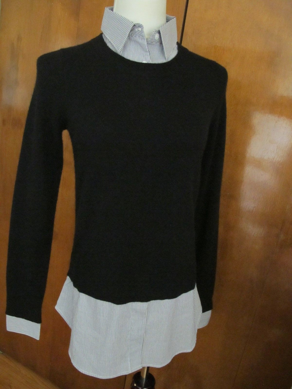 By Bloomingdale's Women’s Black Layered Look Cashmere Sweater Small NWT