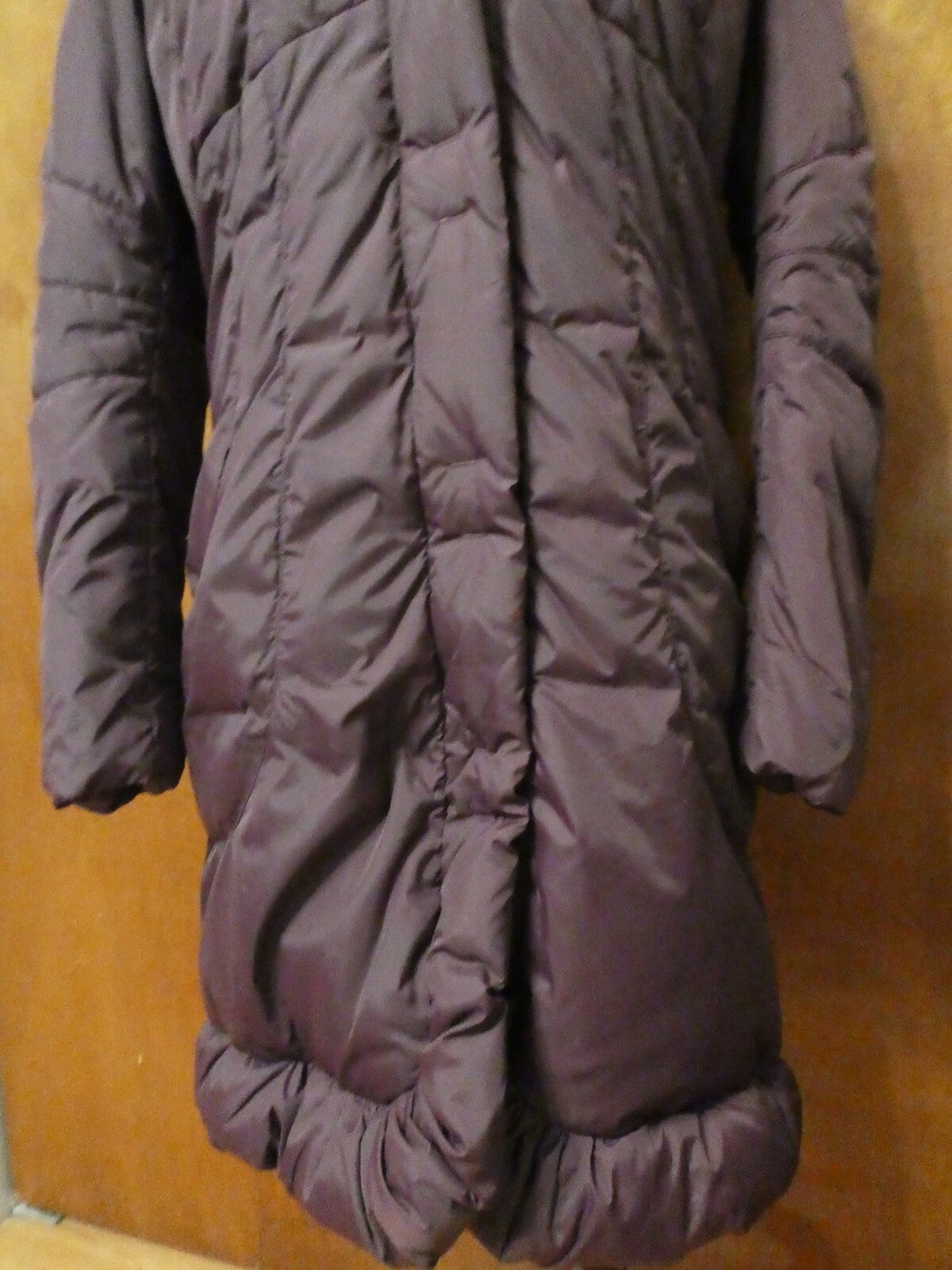 Tahari Women's Burgundy Down Puffer Winter Detailed Coat Jacket Small
