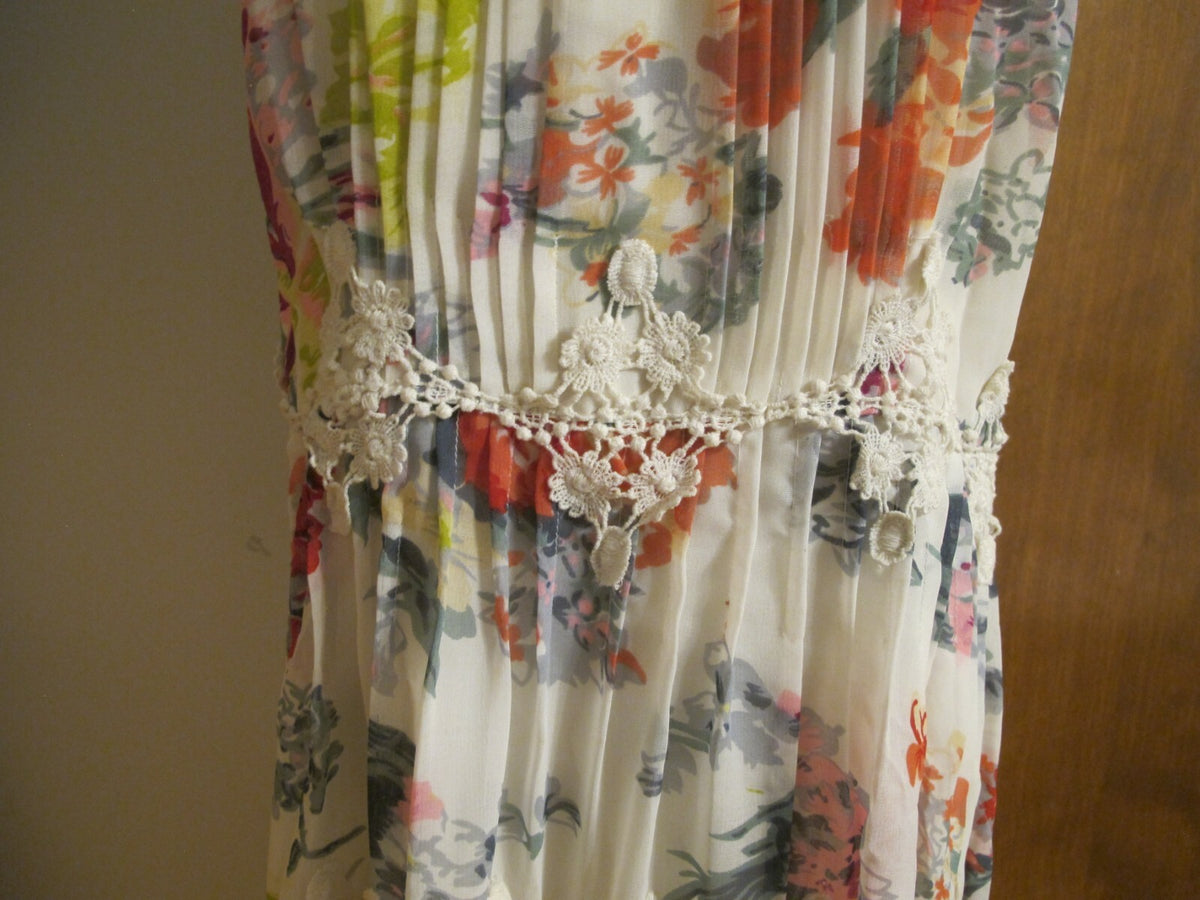 Anthropologie Ranna Gill Floral Swing Crochet Lace Detailed  Dress Large