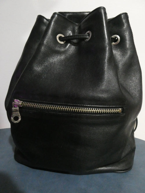 Andrew Mark Black Faux Leather Backpack