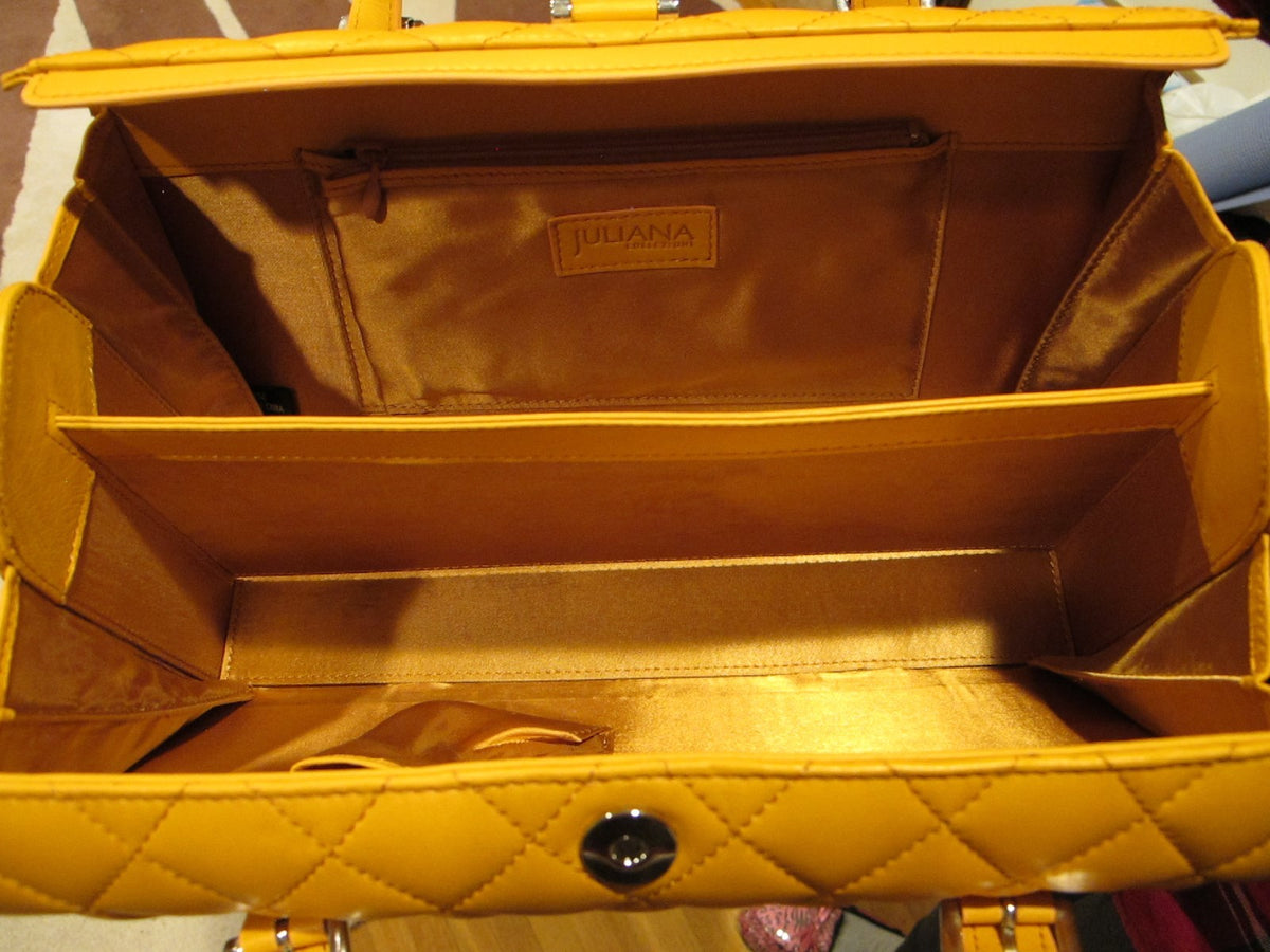Juliana Collezione women's quilted leather mustard bag 