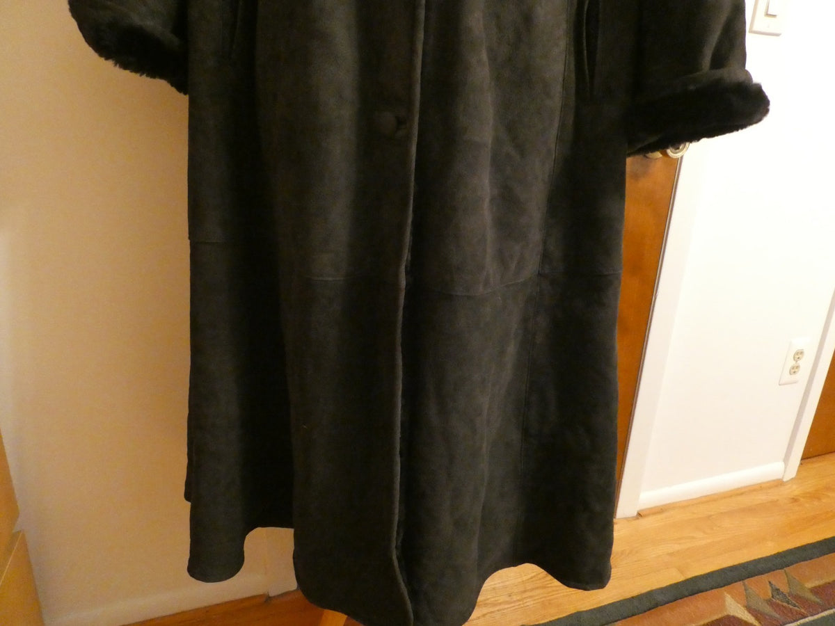 Adarcrea Women Black Shearling Sheepskin A-Line Winter Coat SZ 10 (US 14) Spain