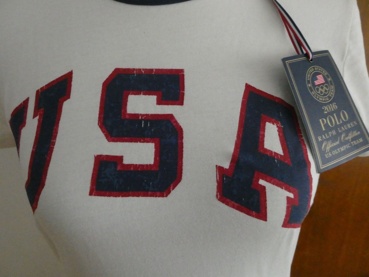Polo Ralph Lauren 2016 Team USA Olympic T-Shirt Women White Cotton Authentic