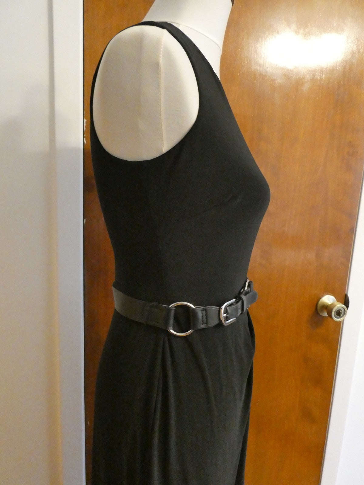 Ralph Lauren women black maxi evening dress draping at the bodice size 4