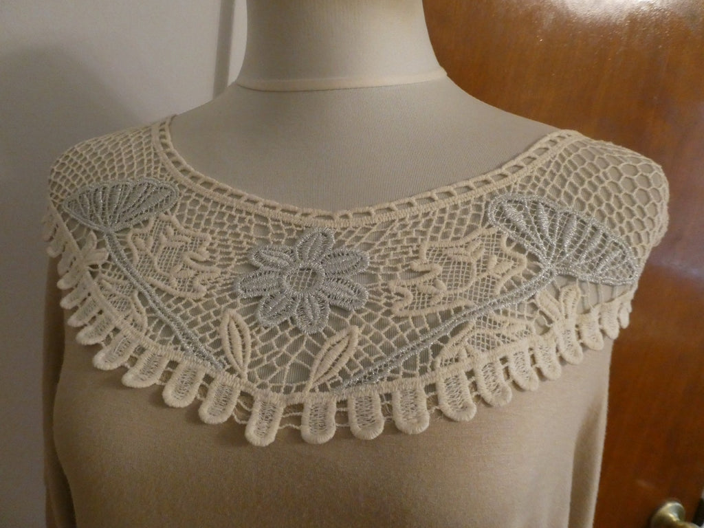 MCM women's beige rayon crocheted top size Large