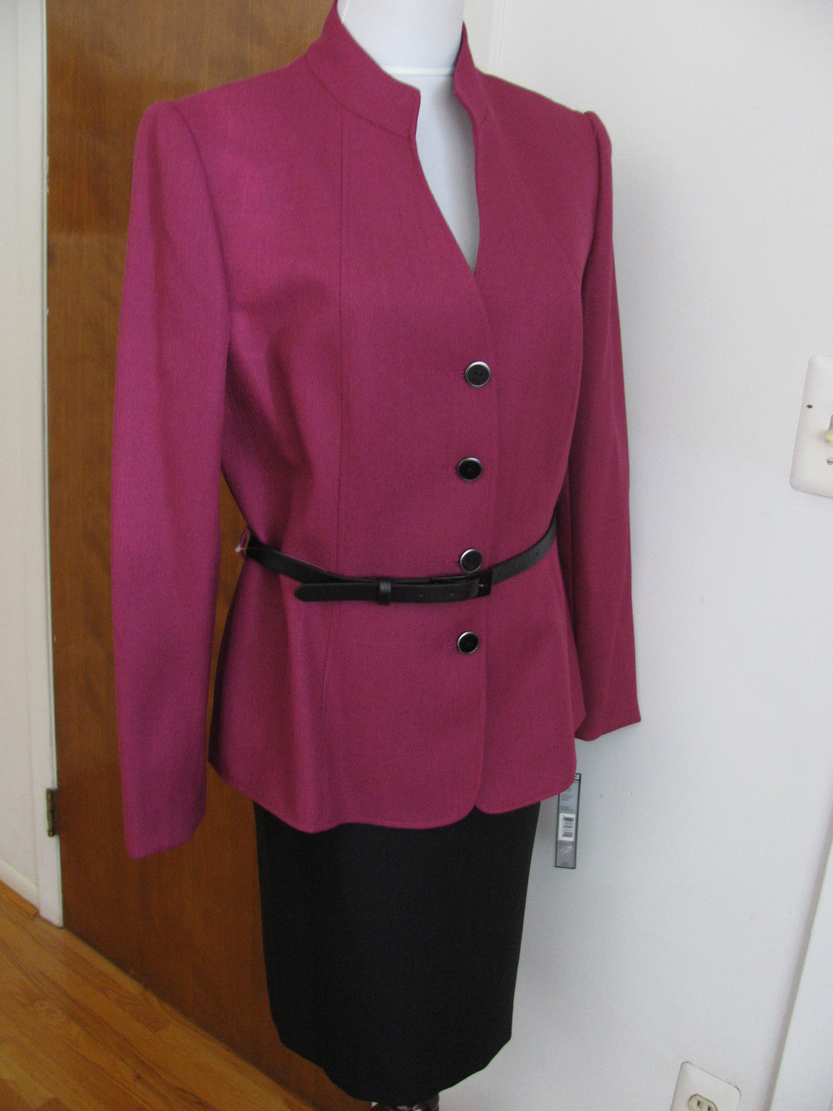 Tahari Asl Women’s Purple Belted 2 Piece Skirt Suit Size 16P New