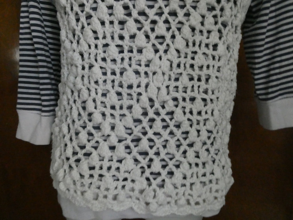 Juicy Couture women's crochet cotton/ white stylish open front cardigan Medium