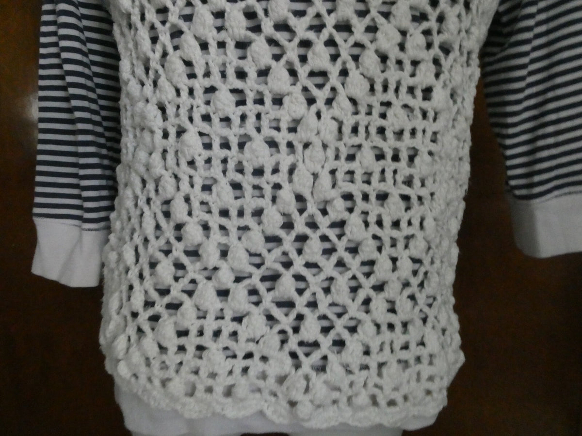Juicy Couture women's crochet cotton/ white stylish open front cardigan Medium