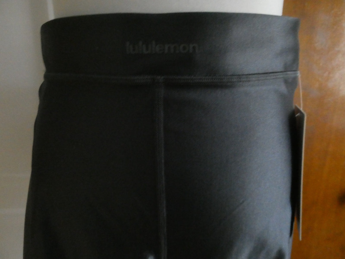 Lululemon Satin Shine Panelled HR Short 8" Wordmark Coal Black Size 14 NWT