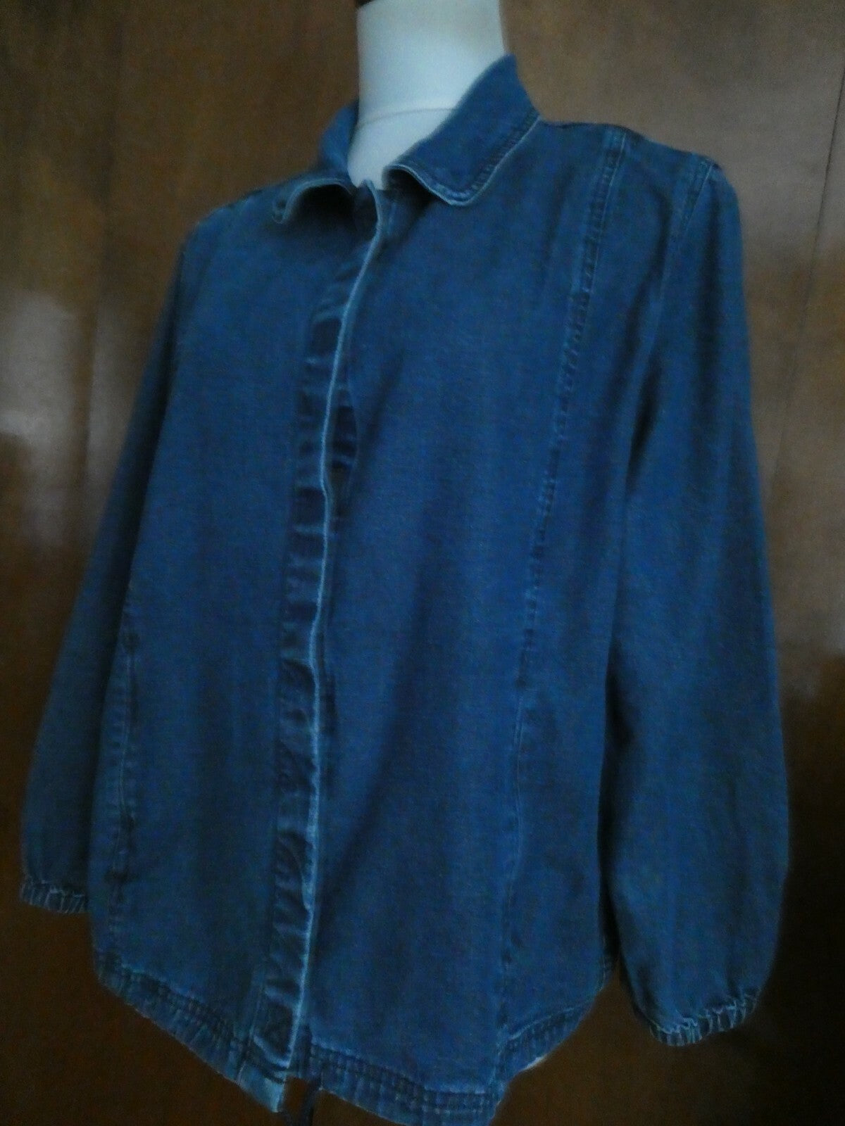 LL Bean Denim Women’s Long Sleeve Blue Lyocell/Cotton Jacket Size 16P 