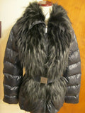 French Connection navy winter coat two in one down feather faux fur collar Small
