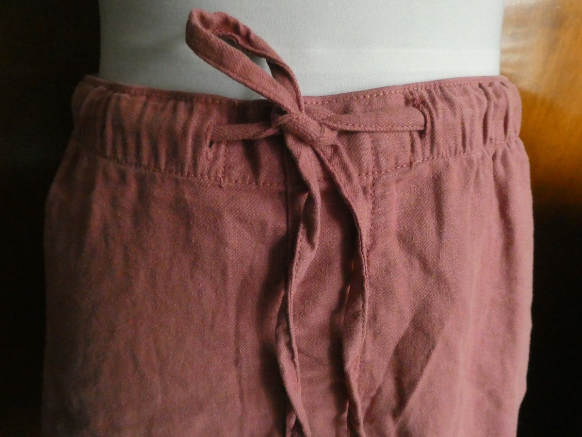 American Eagle Outfitters Women Linen Blend Ruffle Hem Shorts Mauve Pink XL $49