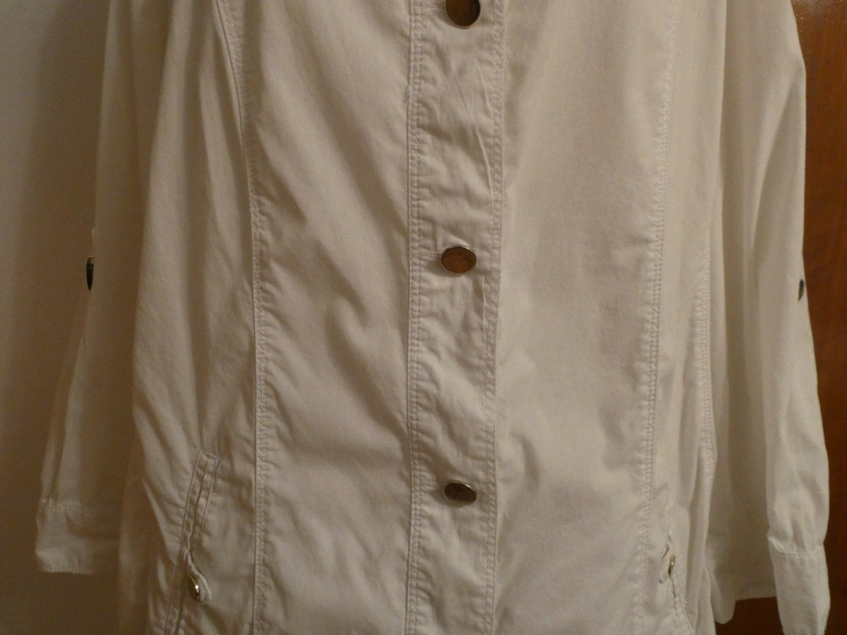 NWT Charter Club Womens Long Sleeves Jacket With Belt White Size 1X