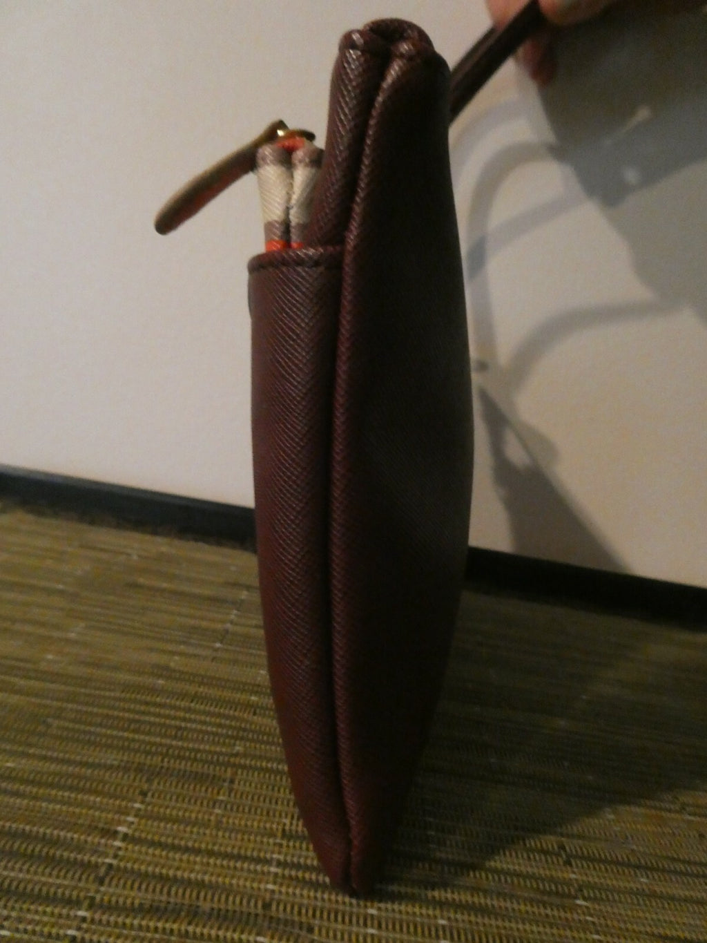 GIANI BERNINI Wristlet Purse Canvas Burgundy Pink Gold Wallet Pouch Bag