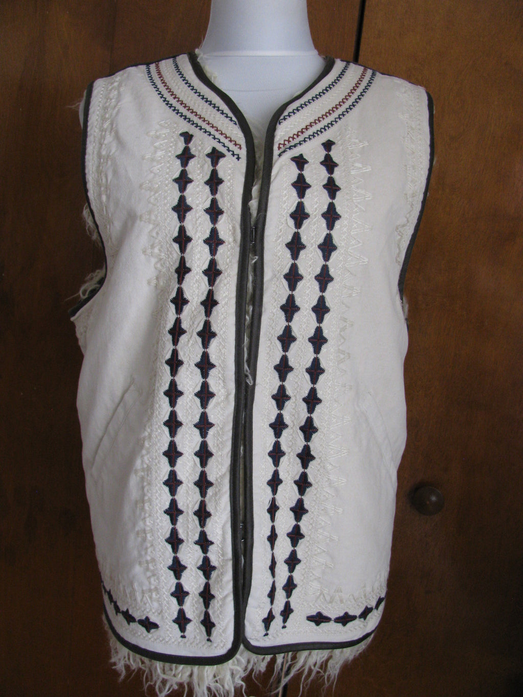 Free People Women's Almond Reversible Embroidered Faux Fur Vest Medium 