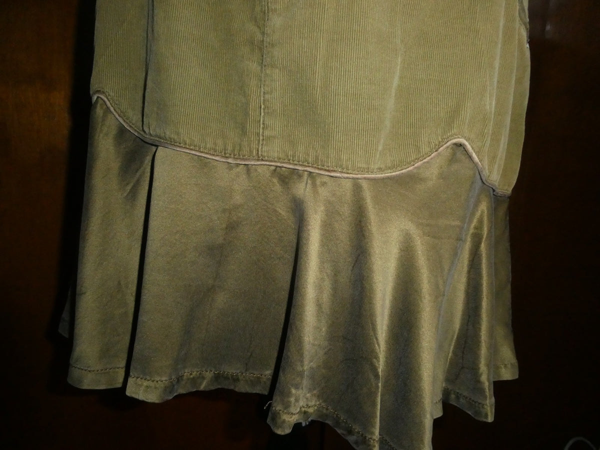 DANANG military green supper cute, supper soft skirt 100% cotton/silk large $150