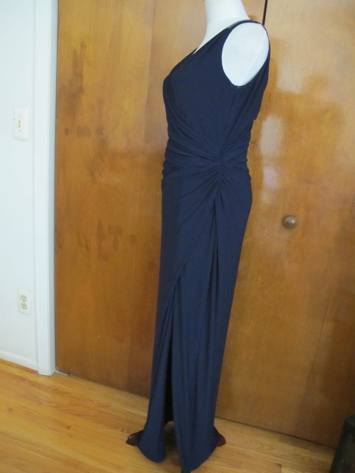 Ralph Lauren women navy evening sequined gathered dress New