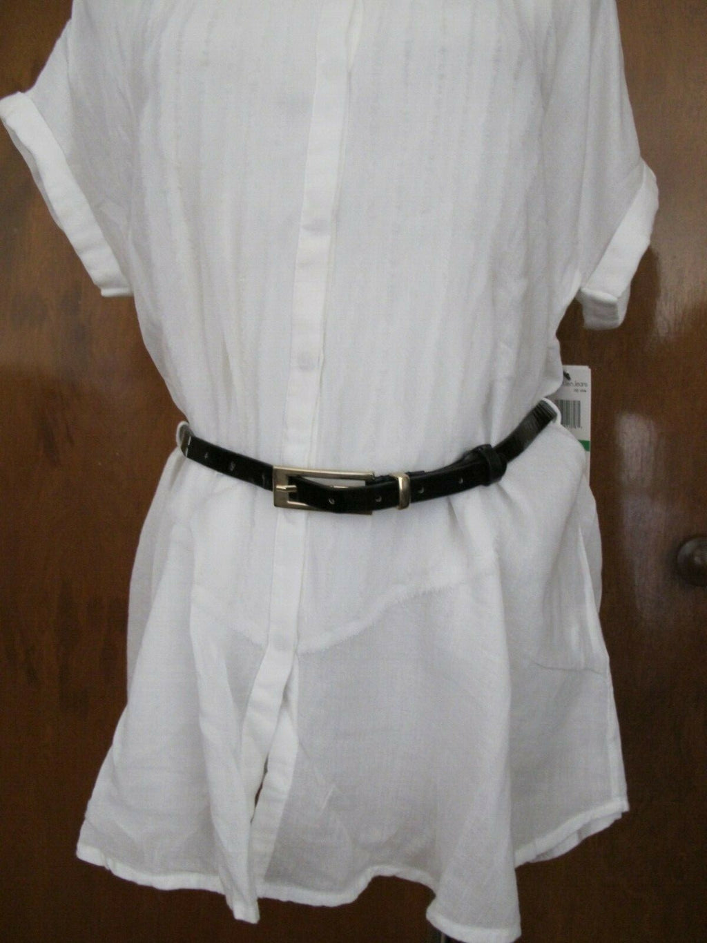 New Calvin Klein Jeans women's white soft top Size PLarge can fit regular Large