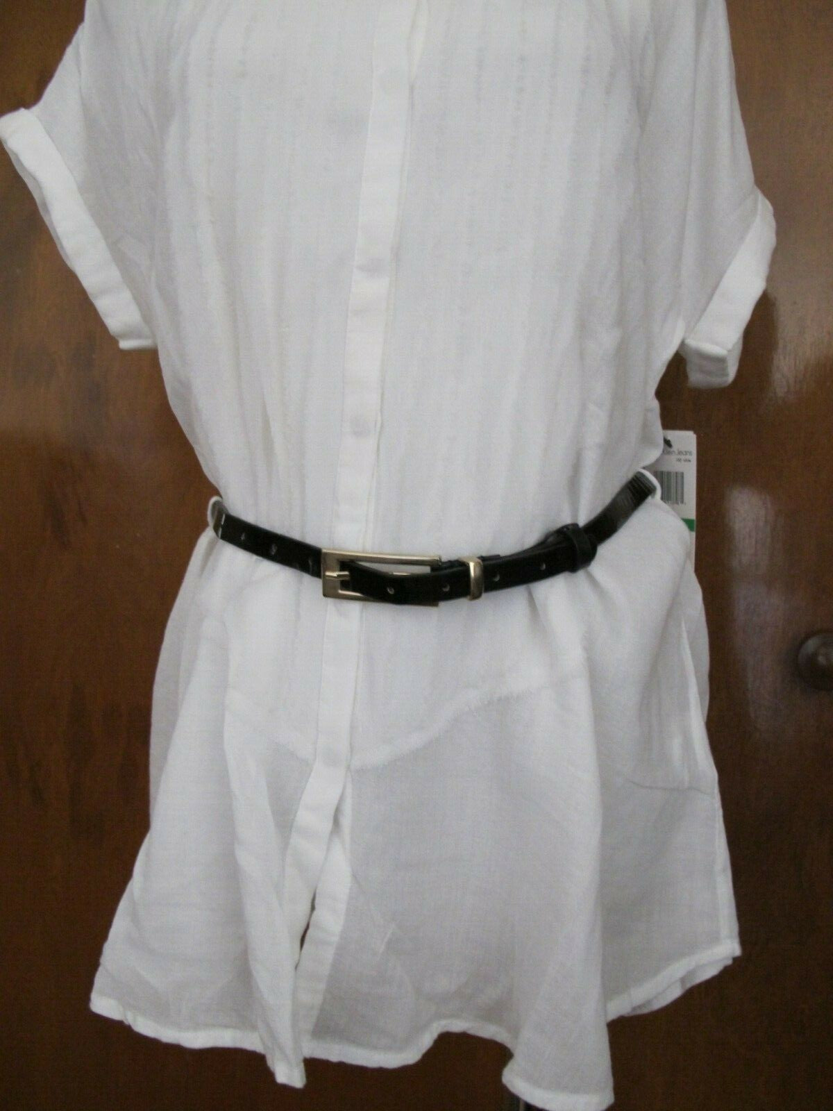New Calvin Klein Jeans women's white soft top Size PLarge can fit regular Large