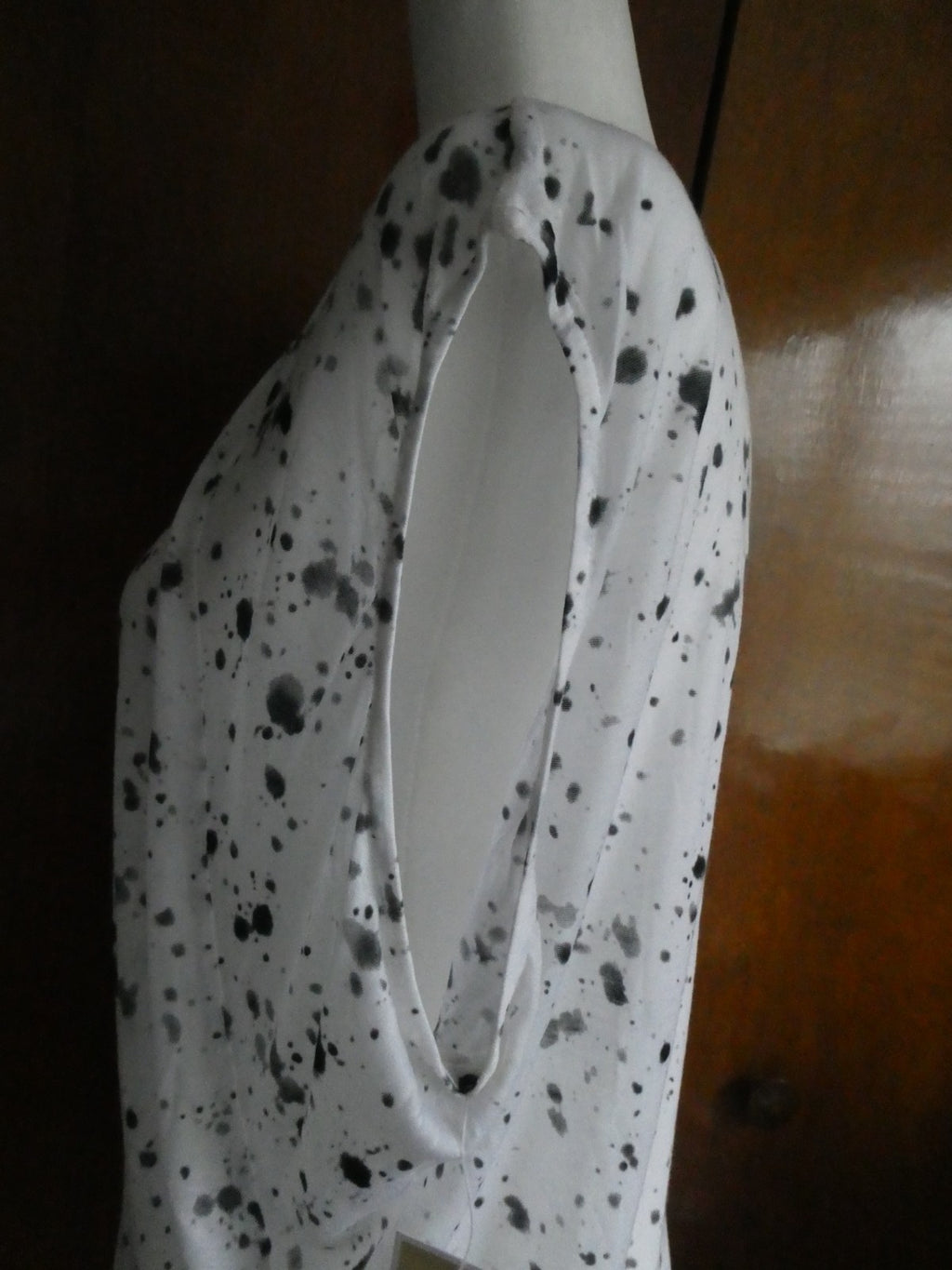 Michael Kors Women Top White/Black Splash Print 100% Tencel Medium $69.50