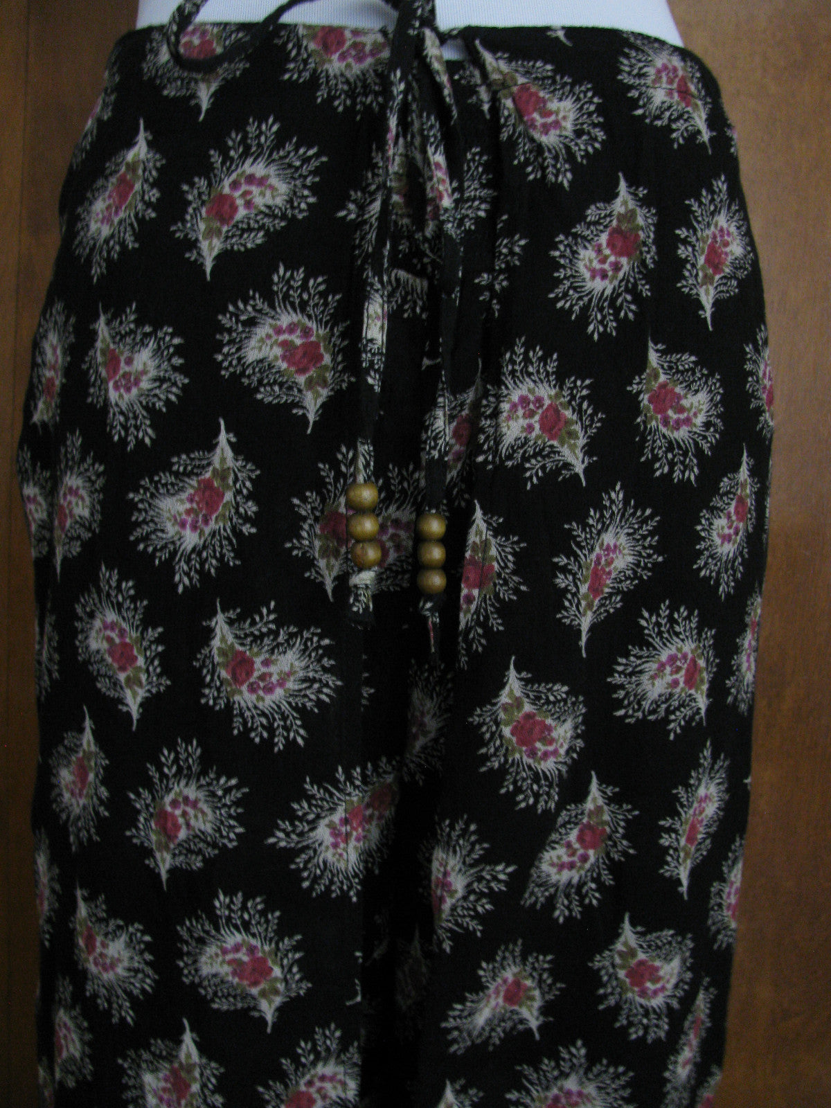 Denim & Supply Women’s Black Floral Cotton Wide Leg Pants 