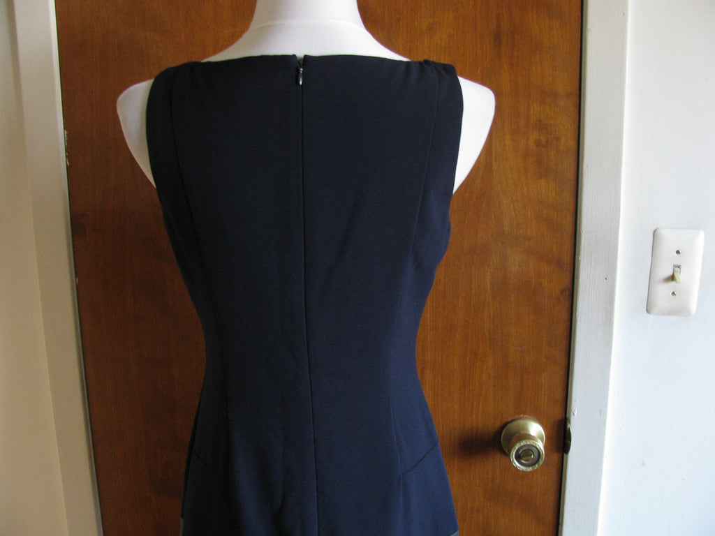Ralph Lauren women's navy black  faux leather insert detailed NWT dress sz 6 