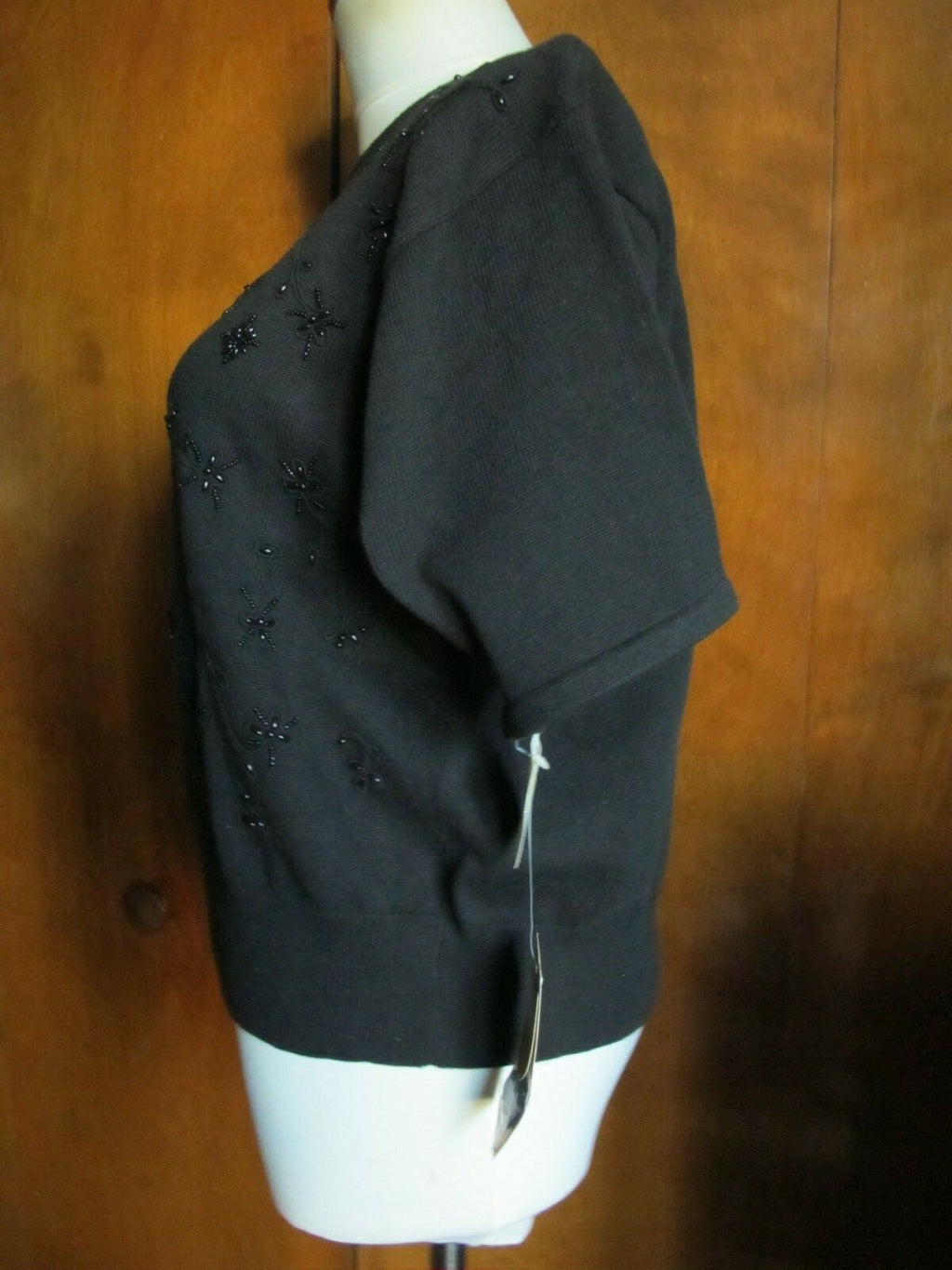 Liz Claiborne women's  black cotton  embroidered beaded sweater Medium