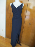 Ralph Lauren women navy evening sequined gathered dress New