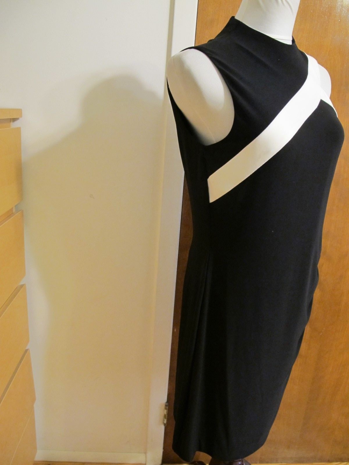 Ralph Lauren Women's Black White Evening Lined Dress 14