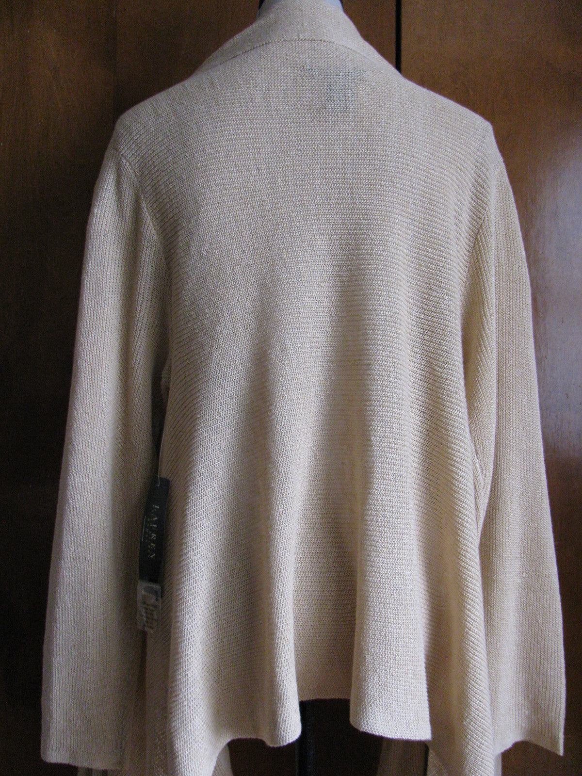 Ralph Lauren women's ivory linen kensing ruffled cardigan One Size NWT