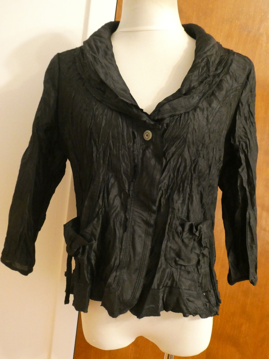 Vers Australia womens black lightweight crinkle dress jacket size14 (fits sz 12)