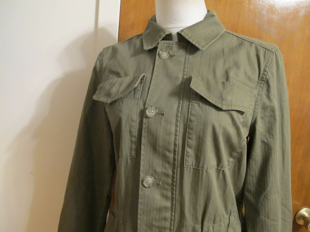 J.CREW Women’s Spring Weather Olive Green Button Down Cotton Jacket Blazer Small