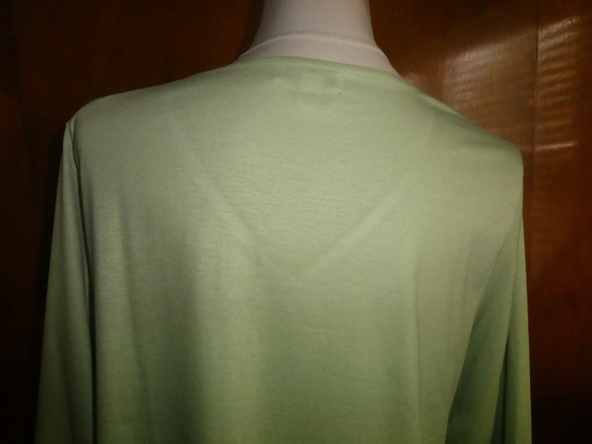 One World Women’s Asymmetric Green Multicolor Long Sleeves Tunic Top Size Xlarge