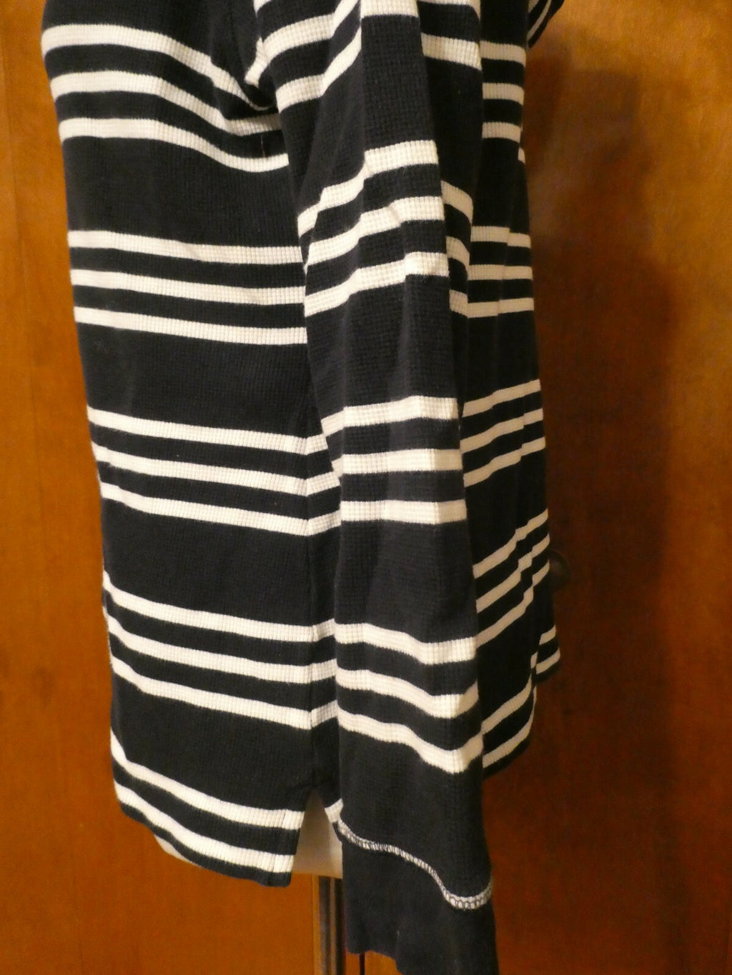 Charter Club Women's Navy Striped Sweater Attached Hood Medium Preowned 