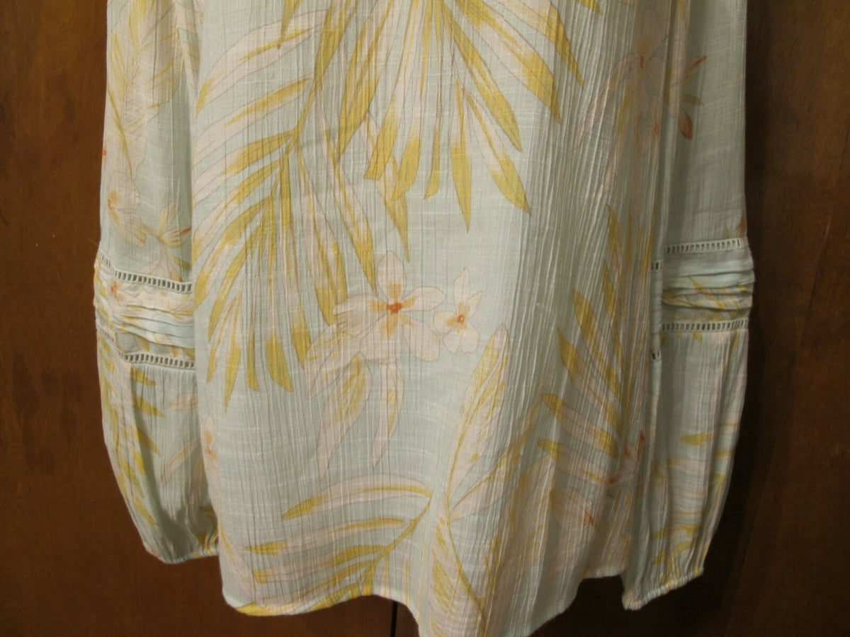 LC Lauren Conrad Women Blue Pink Floral Long Sleeve Top Blouse Pre Owned Medium