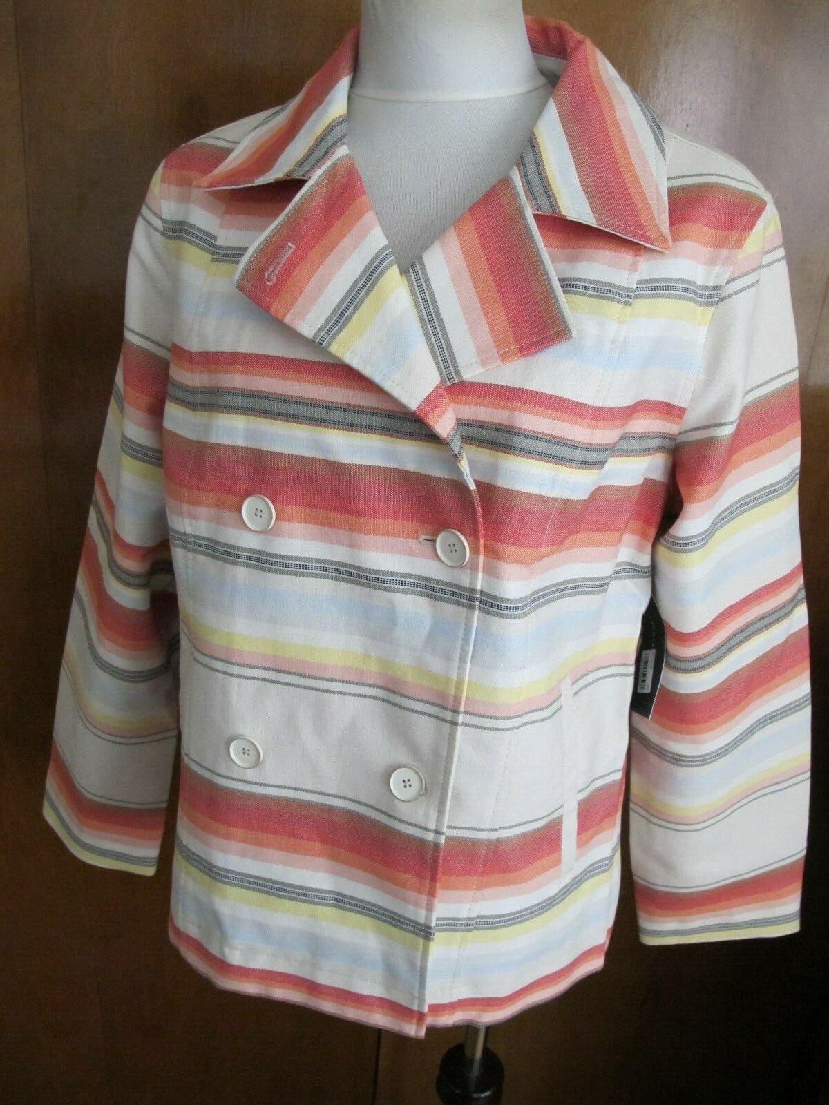 Tommy Hilfiger Women's Linen Multi Color Buttons Blazer Size XLarge