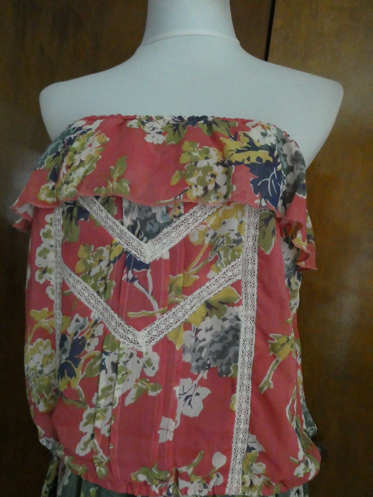Denim & Supply Ralph Lauren Printed Tunic Off Shoulder Top & Skirt Floral Suit L