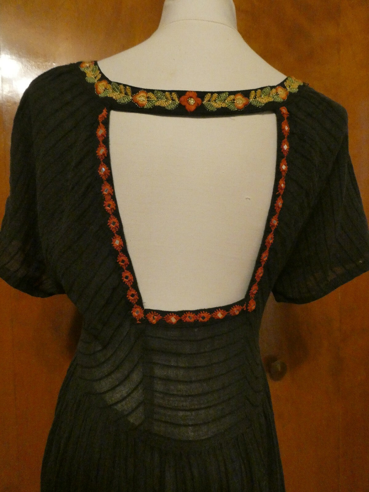 Free People Women’s Asymmetric Black Embroidered Soft Cotton Dress Small 