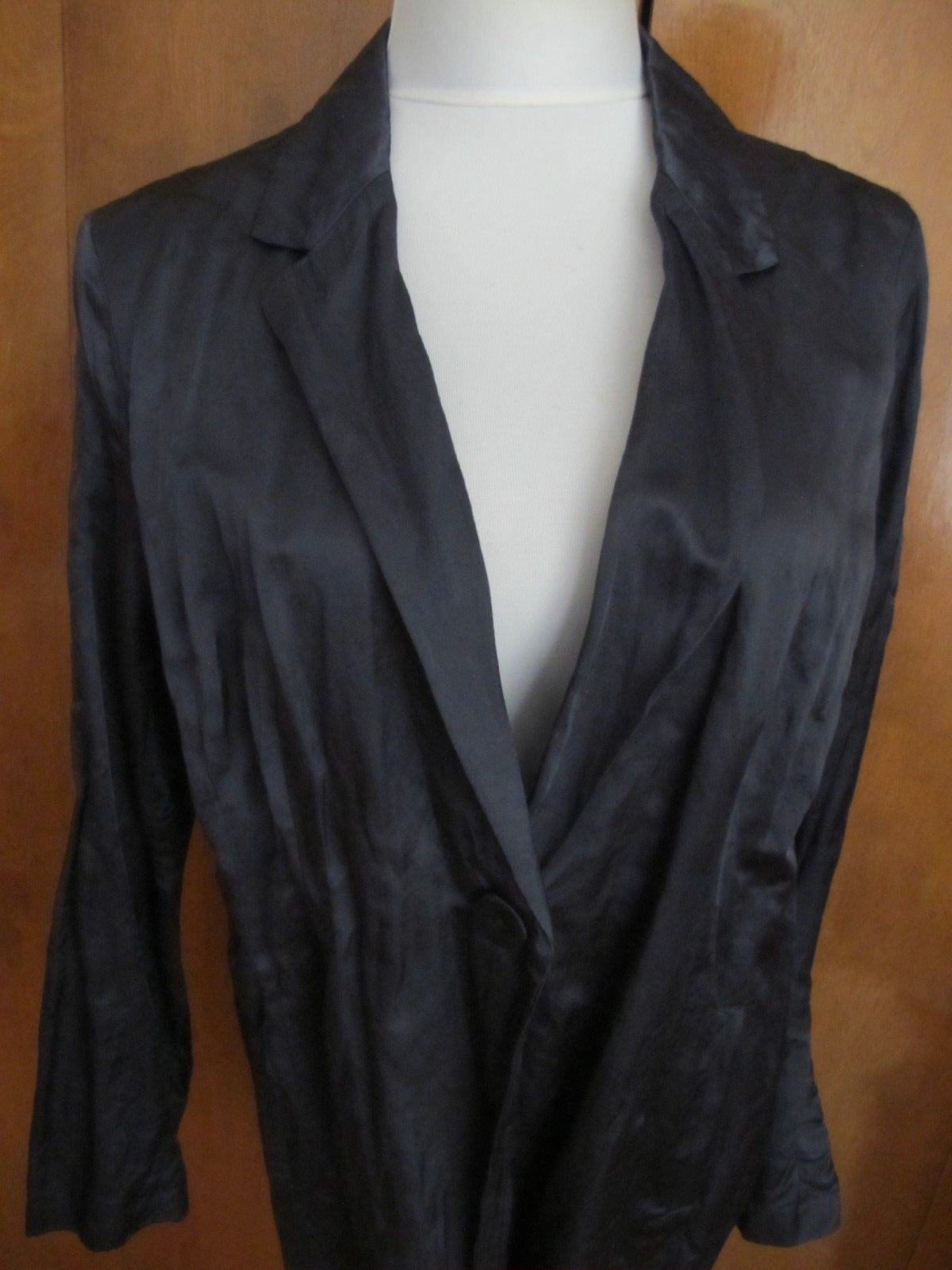 Eillen Fisher Women’s Gray Lined Satin Cotton Jacket Large New
