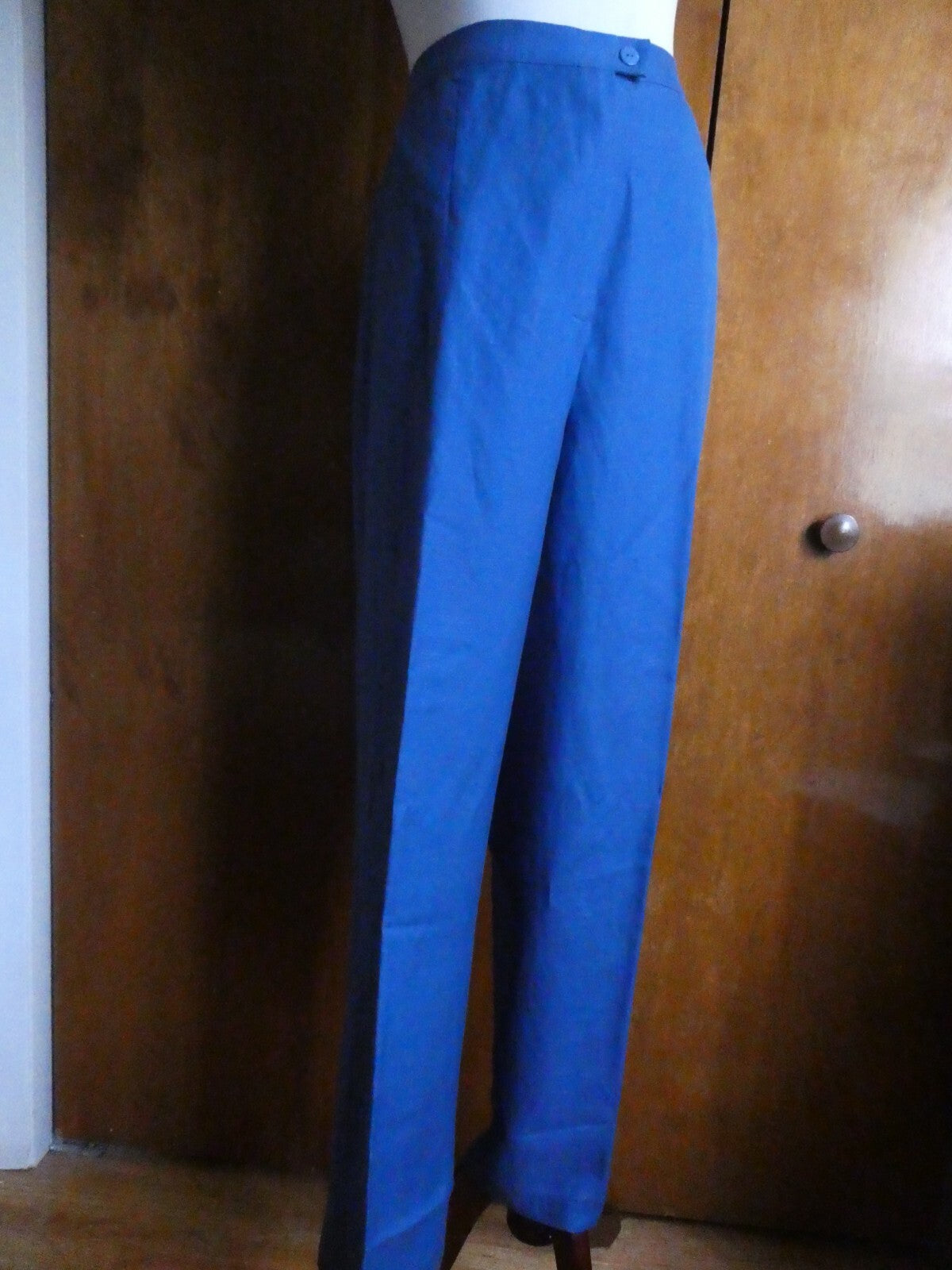 Victor Costa Women Pant Suit Blue with Embroidery Details Linen/Rayon Size Large