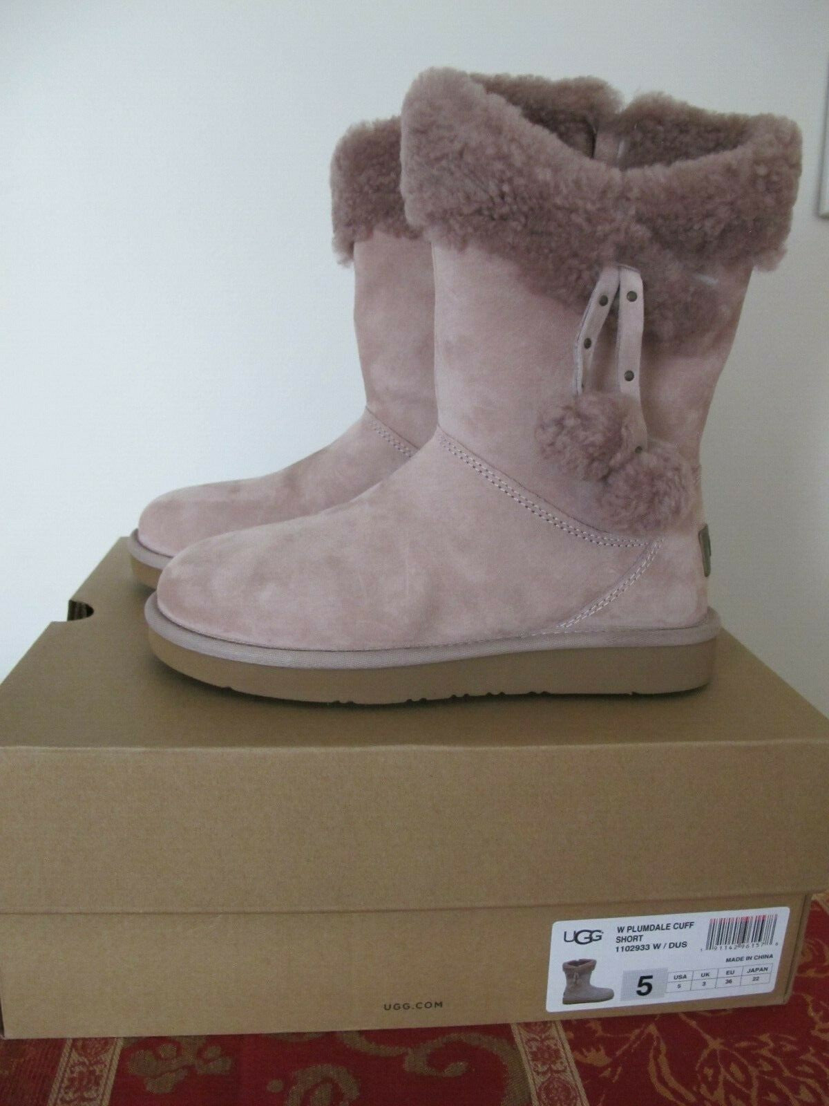 UGG Plumdale Cuff Short Boots Pink With Zipper Women’s Size 5 New