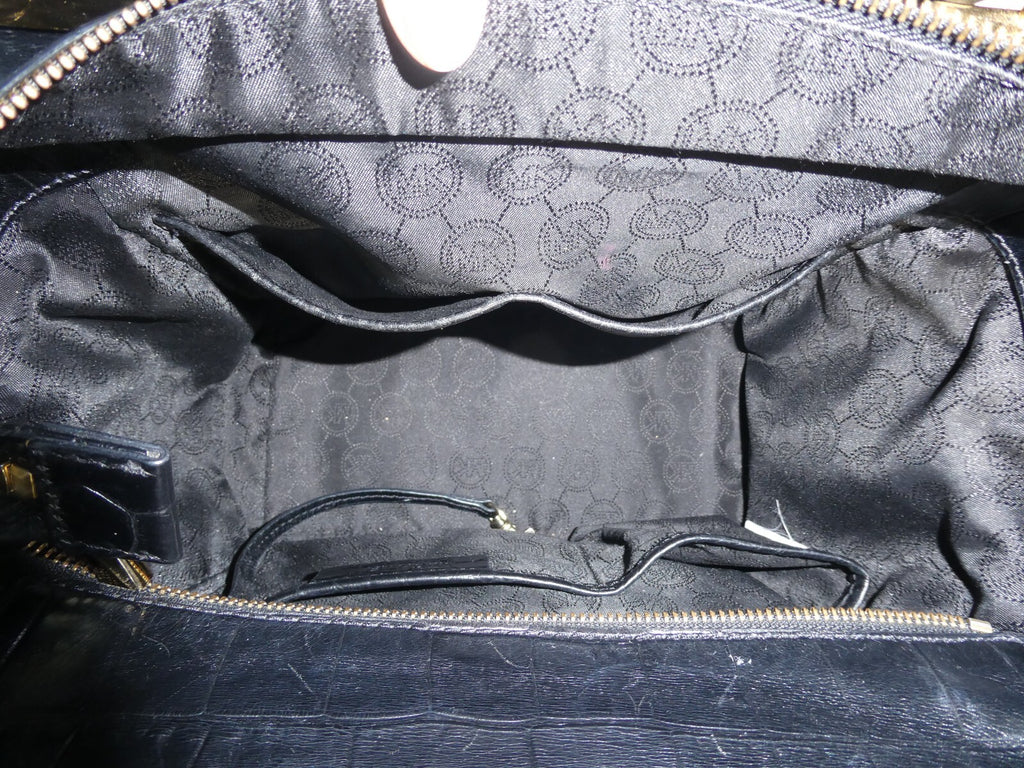 MICHAEL KORS black leather trim haircalf dyed composed crossbody handbag