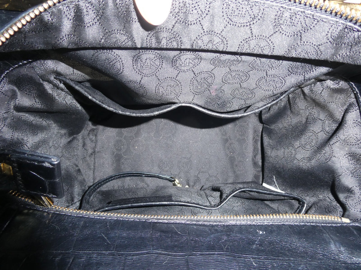 MICHAEL KORS black leather trim haircalf dyed composed crossbody handbag